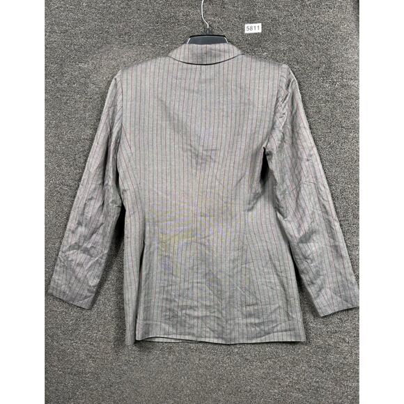 VTG Kasper For ASL Blazer Womens Sz 4 Gray Striped Suit Jacket Business Carrier - Picture 2 of 9